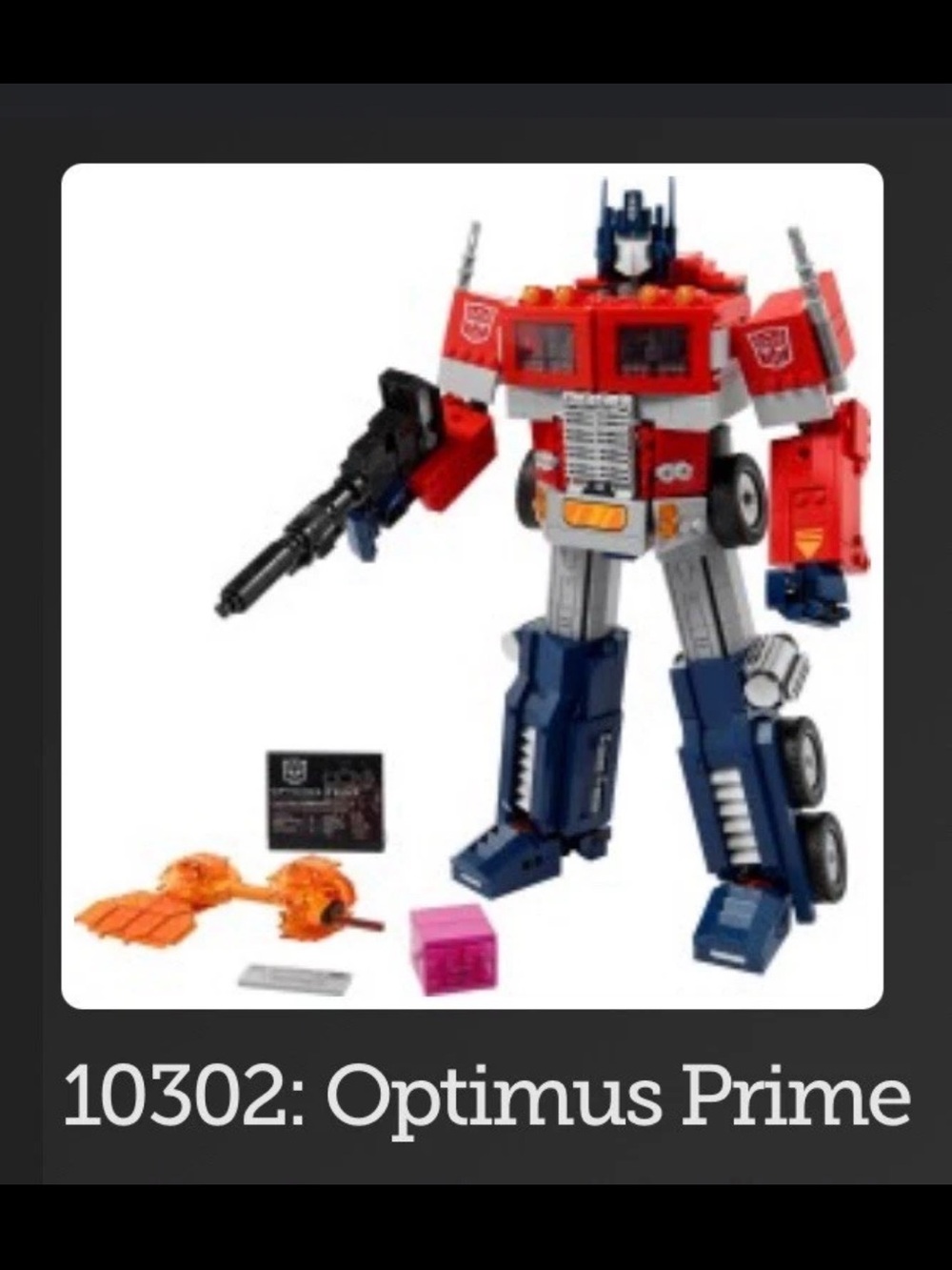 LEGO Icons: Optimus Prime (10302) RETIRED complete W Manuals